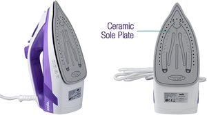 ANSIO Steam Iron's ceramic soleplate.