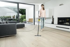Karcher SC1 EasyFix Steam Cleaner in use.