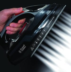 Russell Hobbs Powersteam Ultra Steam Iron's outputting steam.