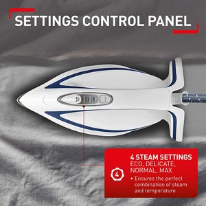 Tefal Pro Express Ultimate High Pressure Steam Generator Iron's four temperature settings.