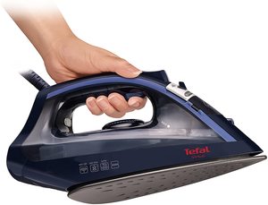 Tefal Virtuo Steam Iron being held.